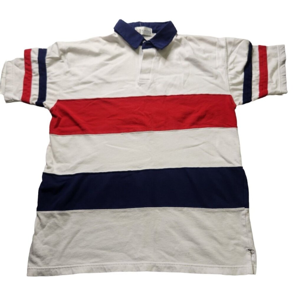 VTG Players Van Heusen Polo Shirt Mens Size M Stripe Short Sleeve Cotton